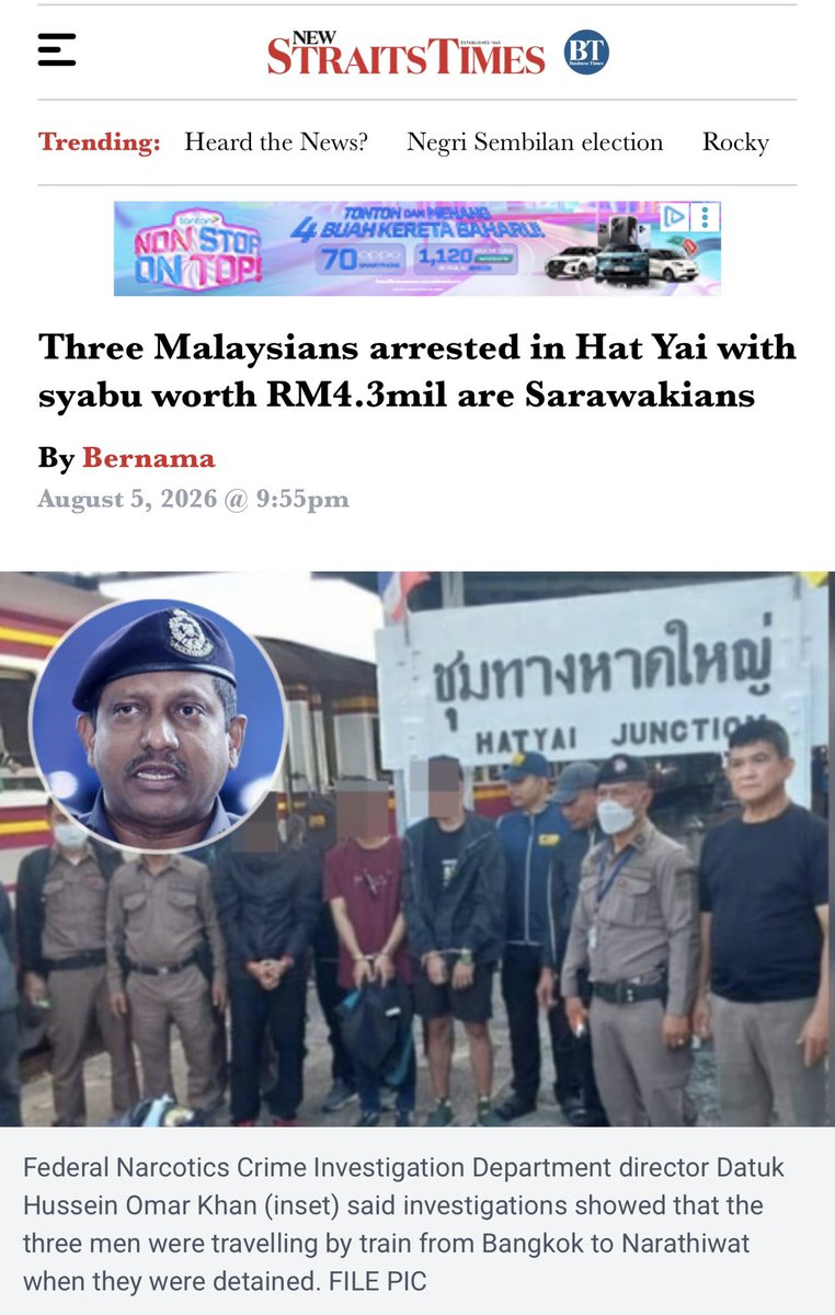 JatIkhwan's tweet photo. Soekarno Hatta Airport, Jakarta
Juanda Airport, Surabaya
Hatyai Train Station, Songkhla
Woodlands Checkpoint, Singapore

Apa persamaan semua tempat ni? 

Yup, berturut-turut berita rakyat Malaysia ditangkap oleh penguatkuasa negara jiran sedang dalam perjalanan seludup dadah. https://t.co/nJwGTeCT6v