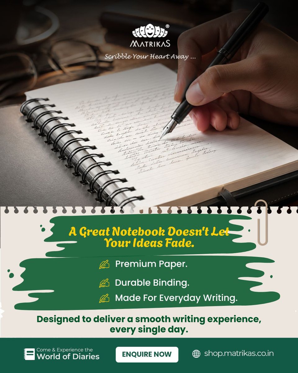 MatrikasPr31497's tweet photo. Your ideas deserve a notebook that keeps up with them. ✍️
Smooth pages, strong binding, and built for every thought that matters.
#Matrikas #PremiumNotebooks #WriteBetter #Stationery #Notebook #Journaling #Productivity #ScribbleYourHeartAway https://t.co/wSus5MVSbO