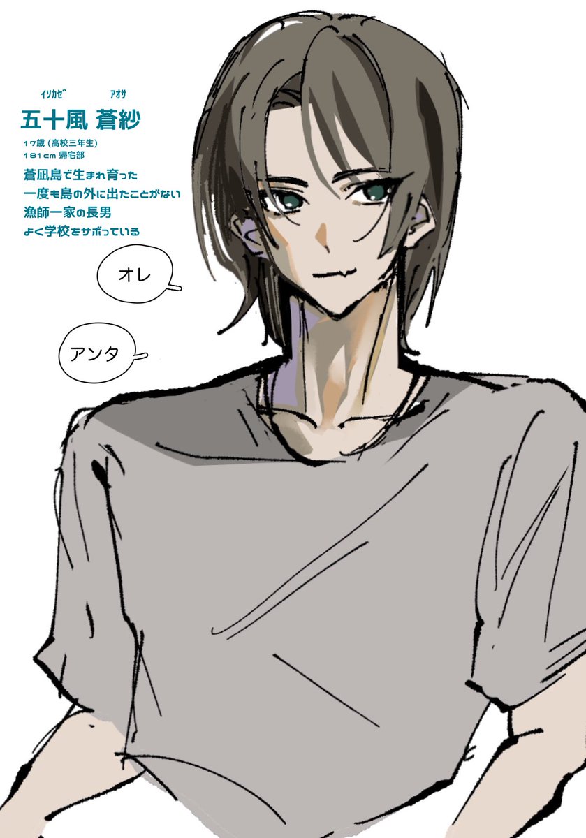 Maybe96w's tweet photo. @sousakuTL 
#あおなつ_キャラ練り 
息抜きで練り https://t.co/x1VBYCKMCG