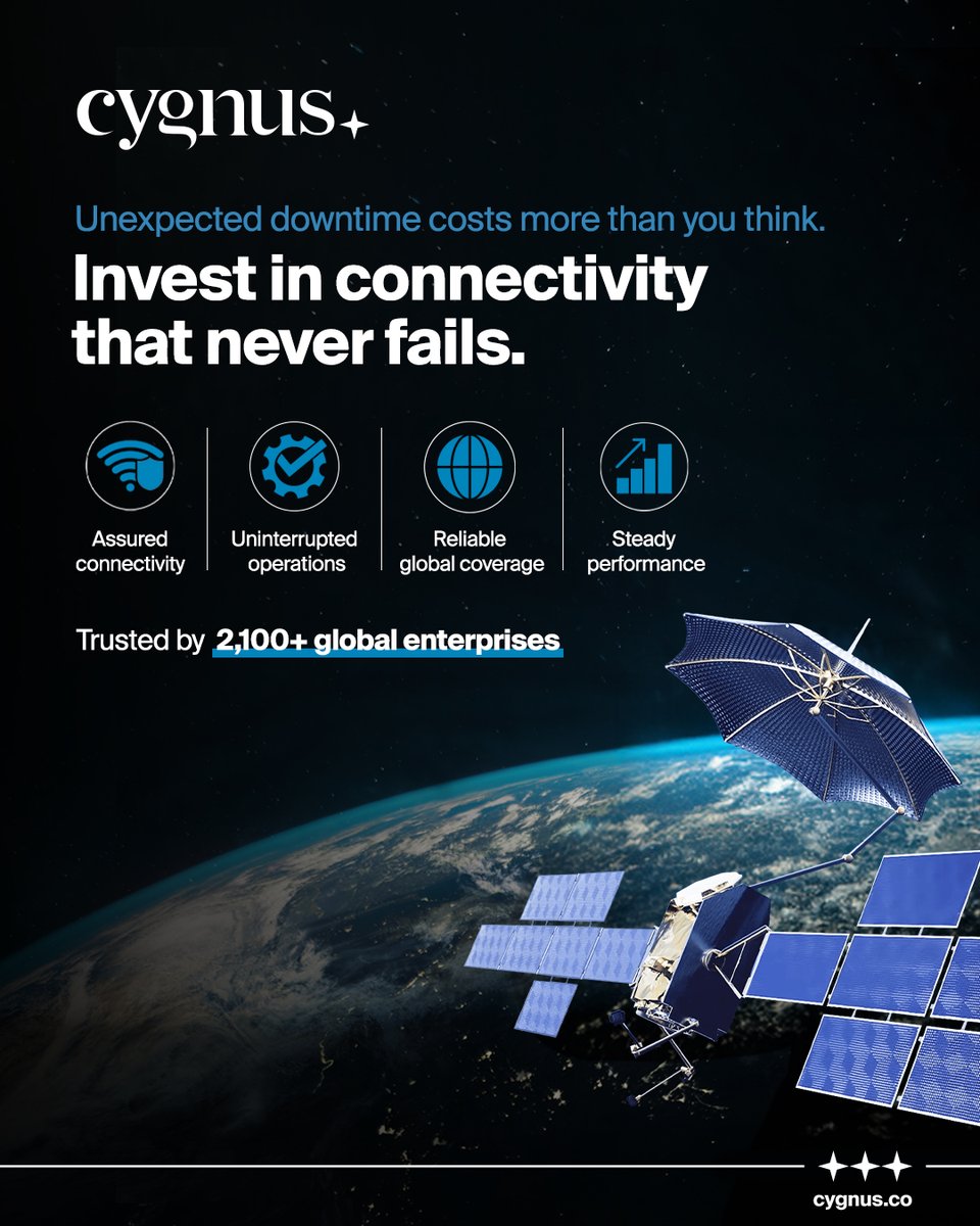 CygnusTelecom's tweet photo. When your operations rely on uninterrupted connectivity, even brief interruptions can carry significant costs. 

Ensure that your business is protected against the real cost of downtime with satcom solutions designed for long-term reliability and business continuity.

#Cygnus https://t.co/aBF2TDJi3o