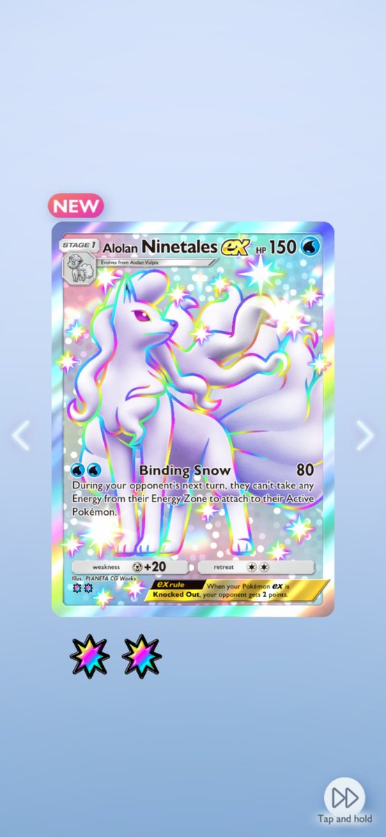 ChrisColli14858's tweet photo. Shiny Alolan Ninetales ex!!!! That rainbow outline has never worked so well for a pokemon as it does for Alolan Ninetales. It pops perfectly!!!  #PokemonTCG #PokemonTCGPocket https://t.co/N5nabN4YuA