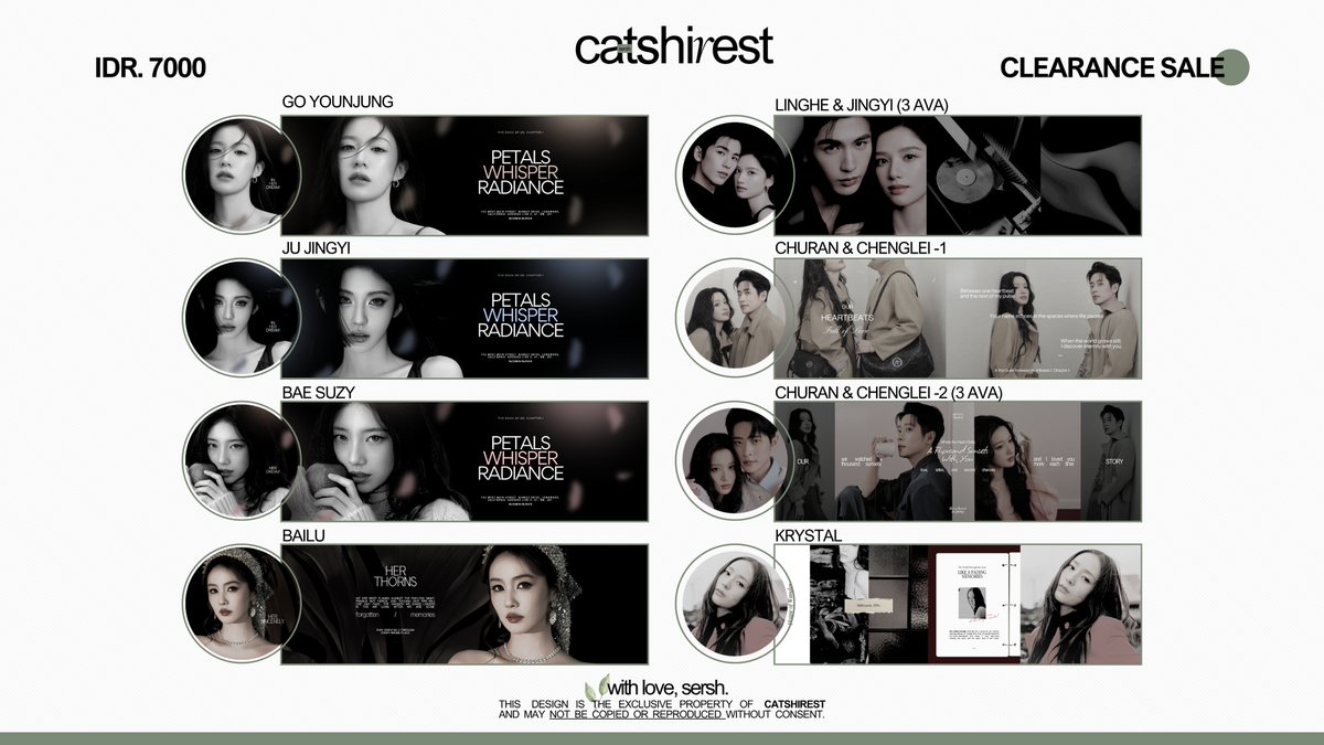 clairshire's tweet photo. ⠀⠀
CLEARANCE SALE: LAYOUT. ⭐

💵 2.000 - 7.000 saja!
📝 no retext at all, tapi tidak ada nama muse.
🤍 lu yuxiao, seulgi, xu ruohan, younjung, ju jingyi, suzy, bailu, zhang linghe, zhang jingyi, wang churan, chenglei, krystal

dm/tele if you're interested!
#bealanja 
⠀⠀ https://t.co/YSNLHoIQ36