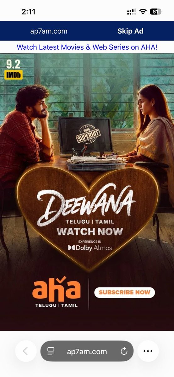 IndianClicks's tweet photo. Landing Page Ads of #Deewana streaming now @ahavideoIN Watch #DeewanaOnAha Now is on Popular Websites @Binged_ & @ap7am ❤️

#DeewanaOnAha 👉🏻 https://t.co/KGeV0BLuLD

@HarshithReddyM @smehaaofficial @SreeSangishetty @GeethaArts
#ArhaMedia @VStudios_Offl @vasudev_5 #SrideviKaryampudi @EswarCh95227514 @Vamsi_P1988 @hrishikeshp1507 @cam_entmnts