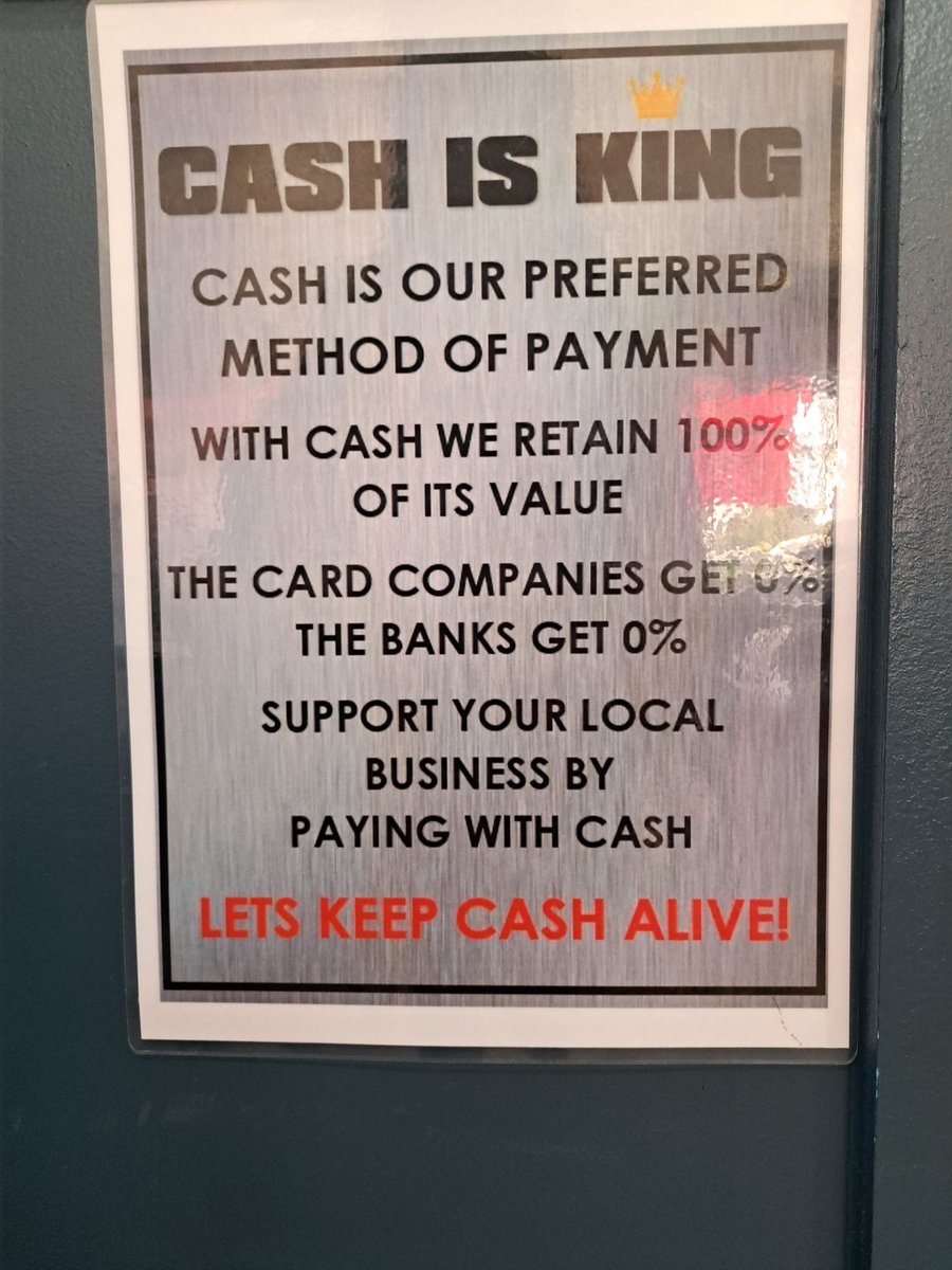 Chelz65's tweet photo. Just love seeing this in shops/restaurants.
This one was in Cafe Cream, Hedge End Southampton.
Food was excellent too I'm told.
#keepcash #cashisking #localbiz
No to #cbdc https://t.co/4SbnlhuVap