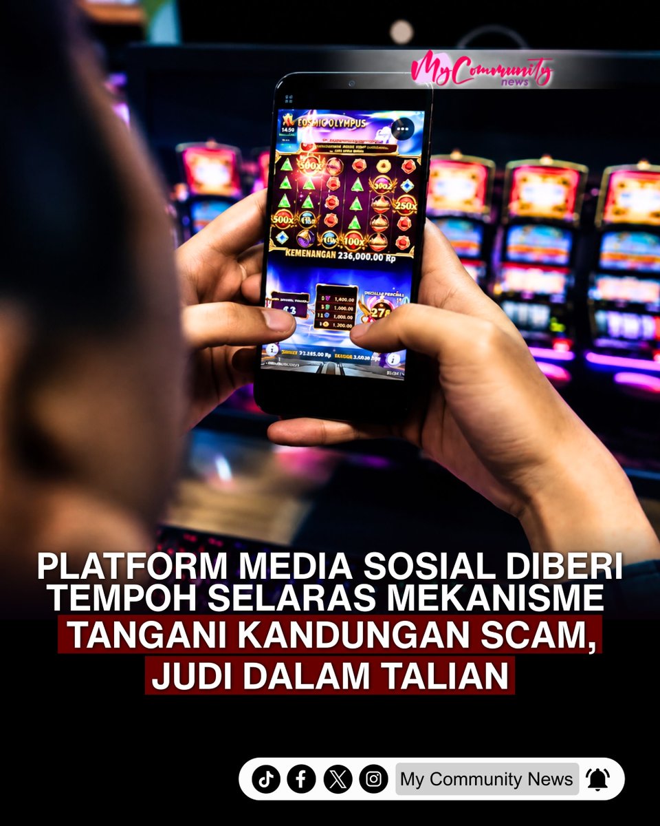 MyCommuNews0624's tweet photo. PLATFORM MEDIA SOSIAL DIBERI TEMPOH SELARAS MEKANISME TANGANI KANDUNGAN SCAM, JUDI DALAM TALIAN

Menteri Komunikasi, Datuk Seri Fahmi Fadzil memaklumkan, penyedia platform media sosial kini diberi tempoh untuk menyelaras mekanisme dalaman masing-masing bagi memastikan tindakan https://t.co/Lun2FWpRgn