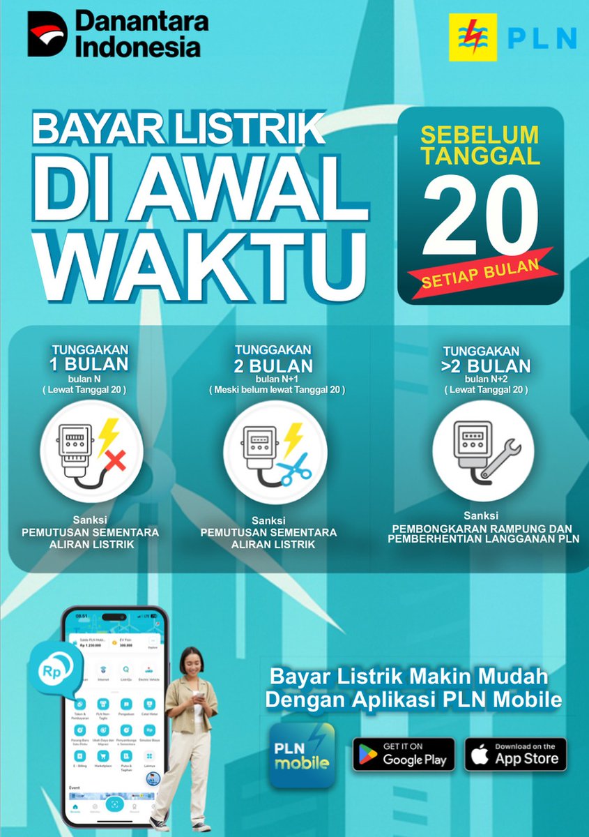 electrizen_blk's tweet photo. ⚡ YUK, BAYAR LISTRIK DI AWAL WAKTU!
Sahabat PLN, sudahkah kamu bayar tagihan listrik bulan ini? Jangan tunggu sampai jatuh tempo. Yuk, lakukan pembayaran tagihan listrik sebelum tanggal 20 setiap bulannya agar lebih nyaman dan aktivitas pun lancar.
Yuk, #BayarListrikDiAwalWaktu! https://t.co/nBcu4WTf6i