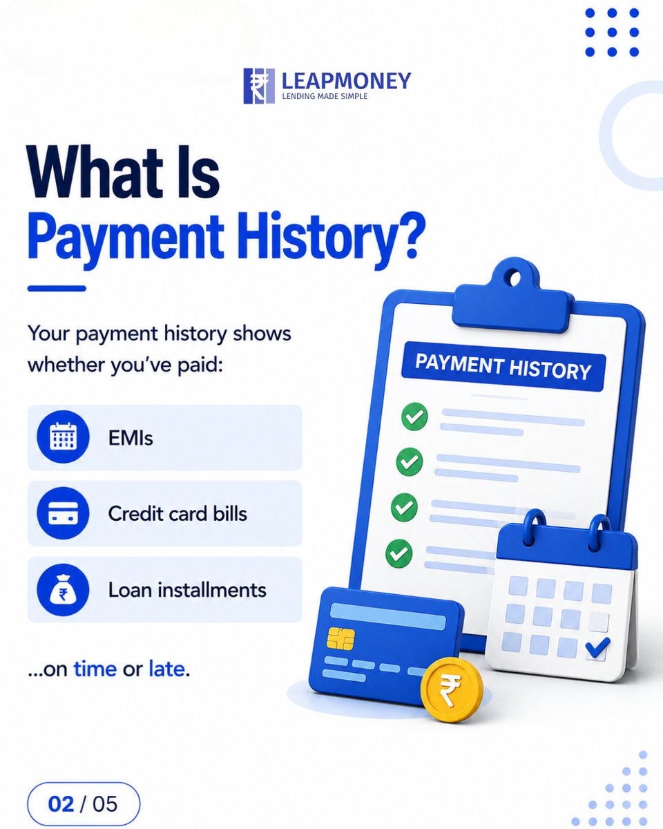 LeapMoney_'s tweet photo. Your payment history matters!

Pay EMIs on time  Clear credit card bills before the due date  Avoid overdue payments
Good payment habits = Better credit score = Higher loan approval chances.
🌐 https://t.co/PP54rZ0QZY
#CreditScore #CIBIL #LoanTips #LeapMoney #FinanceTips https://t.co/UvajDmQ7Vg
