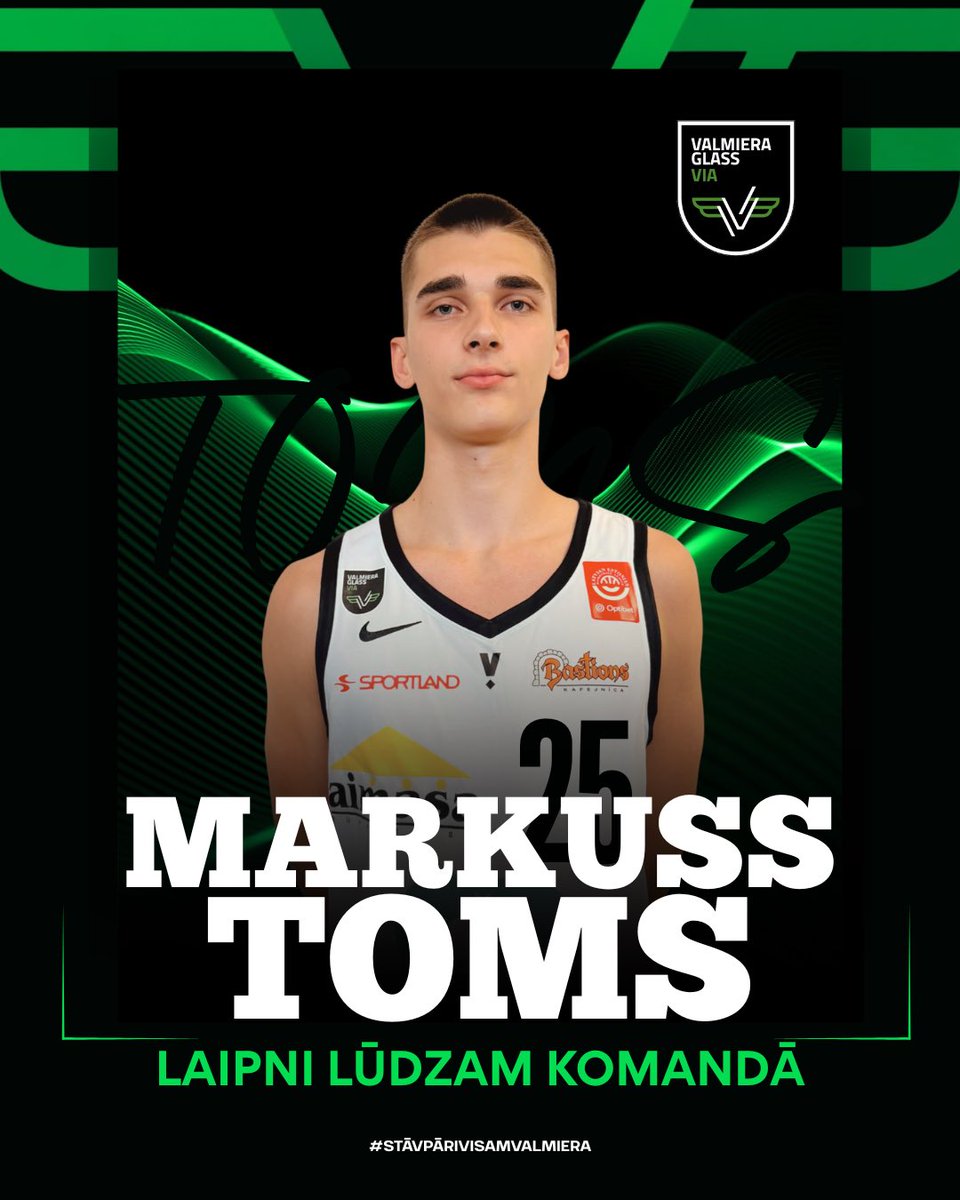 vgvia_basket's tweet photo. Valmierietis savā komandā — Markuss Toms pievienojas VALMIERA GLASS VIA! 💚🖤

Bertānu Valmieras basketbola skolas absolvents un valmierietis Markuss Toms savu profesionālā basketbolista karjeru uzsāks VALMIERA GLASS VIA sistēmā.

🎙️ Markuss Toms:
“Esmu priecīgs pievienoties VALMIERA GLASS VIA ģimenei. ��pašs prieks, ka tas notiek tieši Valmierā – pilsētā, kurā esmu uzaudzis un kur jau kopš bērnības sapņoju kādu dienu spēlēt profesionālu basketbolu.
Paldies klubam par uzticību un iespēju būt daļai no šīs komandas. Esmu gatavs jauniem izaicinājumiem, turpināt pilnveidoties un atdot visu komandas panākumu labā.
Ar nepacietību gaidu pirmo spēli mūsu lielisko fanu priekšā. Tiekamies laukumā!”

🎙️ Sporta direktors Valters Vēveris:
“Vēlamies radīt skaidru attīstības ceļu Bertānu Valmieras basketbola skolas audzēkņiem, dodot viņiem iespēju apvienot augstākā līmeņa basketbolu ar studijām tepat Valmierā. Tā ir iespēja ikdienā būt profesionālas komandas vidē, iesaistīties tās treniņprocesā, mācīties no pieredzējušākiem spēlētājiem un soli pa solim pierādīt sevi. Vienlaikus, tā ir arī iespēja iegūt augstāko izglītību un pilnveidoties ārpus basketbola laukuma, kas, manuprāt, ir ļoti svarīgi. Markuss ir valmierietis un Bertānu Valmieras basketbola skolas absolvents, kurš šim attīstības modelim atbilst. Novēlu viņam pilnvērtīgi izmantot šo iespēju, nebaidīties no izaicinājumiem un ar savu darbu katru dienu pierādīt sevi. Ticam, ka ar pareizu attieksmi un neatlaidīgu darbu viņam ir visas iespējas izcīnīt savu vietu profesionālajā basketbolā.”

Gatavojamies jaunajai sezonai — seko līdzi jaunumiem! 🔜
#ValmieraMīlBasketbolu