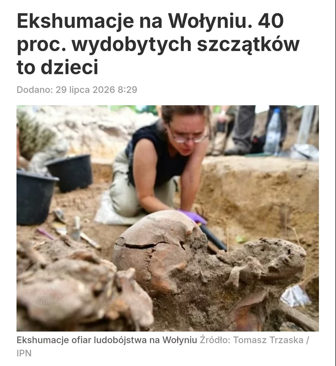 PatriociPL's tweet photo. W Woli Ostrowieckiej nawet 40 proc. dotychczas ekshumowanych ofiar zbrodni dokonanej przez OUN-UPA stanowią dzieci – poinformował zastępca prezesa IPN Karol Polejowski. https://t.co/V1EHbQIoWI