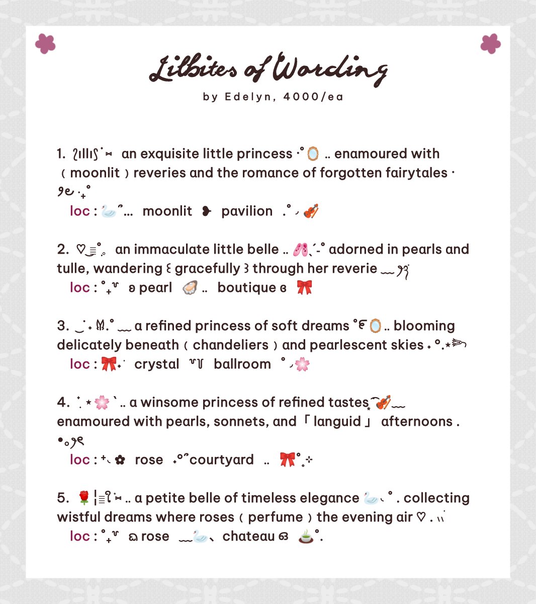 shicsia's tweet photo. a repost would be appreciated! ʚ₍ᐢ. .ᐢ₎ɞ ♡

ha–yi! edelyn bawa 5 wording bio + loc (bundling) dan layout ready stock Ian yang super gemas . . 🎻
ayo intip 👀 dulu, kalau naksir bisa langsung ketuk DM atau tele ku yah ‼️

🪙 4.000 dan 14.000 koin

#zonauang https://t.co/YjvvLNL2QW