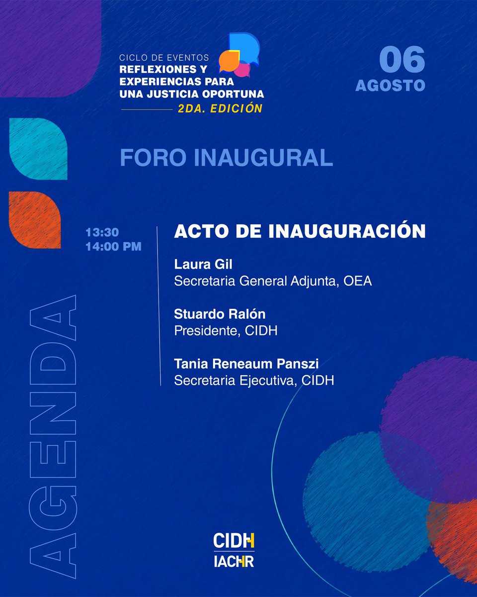 CEJAoficial's tweet photo. 🌎 El CEJA participará hoy en el panel "Experiencias comparadas para la gestión eficiente de los casos", organizado por la Comisión Interamericana de Derechos Humanos (CIDH).
🗓️ 6 agosto
🕜 13:30–15:30 (CHILE)
💻 Transmisión por Zoom. Regístrate aquí 🔗https://t.co/4VLl1hgPbV https://t.co/EOwOs30uSI