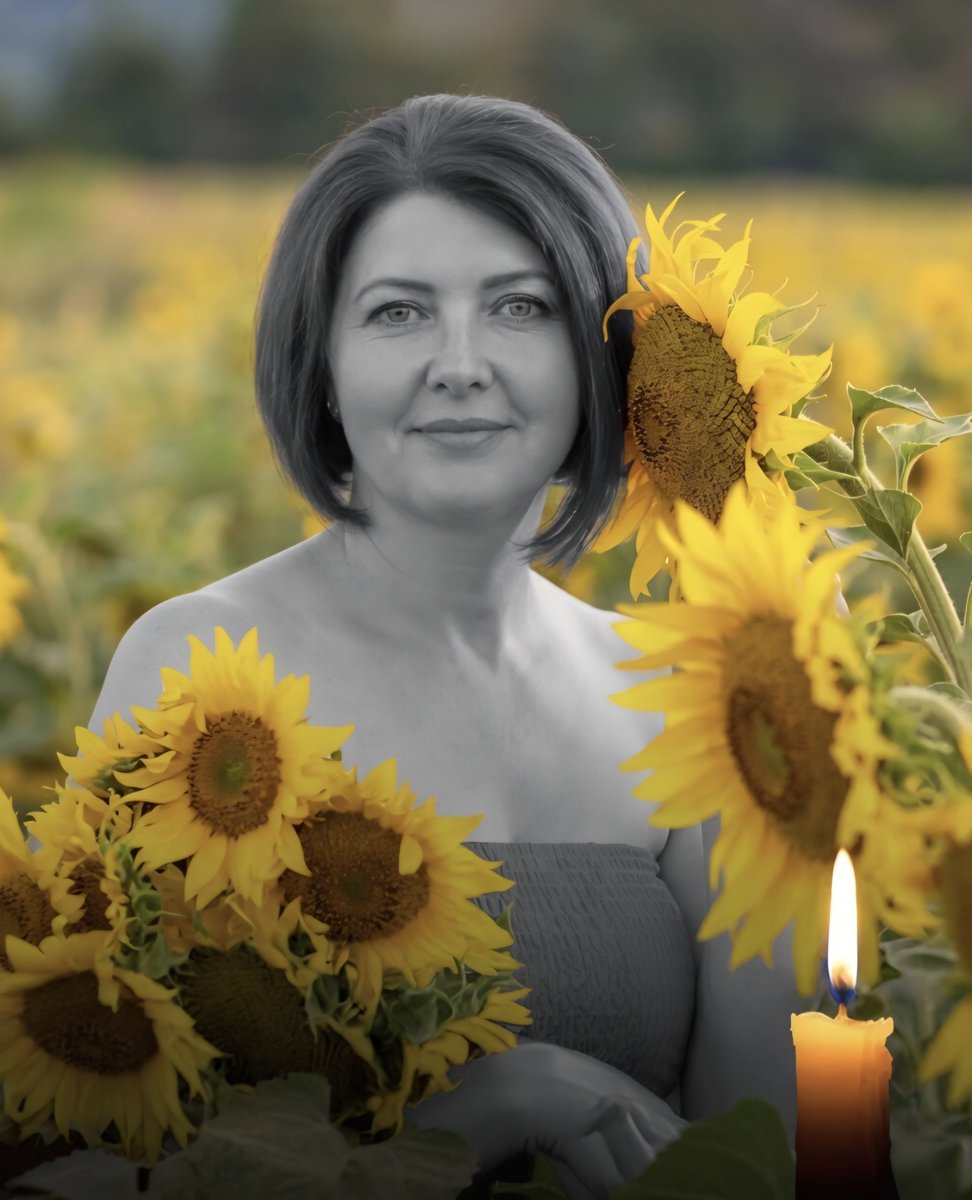 CrimeanVoyager's tweet photo. This was 39-year-old Vita Horkavenko.

Yesterday, russia killed her in a missile strike on the Kvitneve railway station in Kyiv region. Eight people were murdered.

Vita was a loving mother of two children: Anastasiia, 17, and Oleksandr, 13.

On August 9, she was supposed to celebrate her 40th birthday.

Instead, her children will bury their mother.

This is what russia brings to Ukrainian families: stolen lives, shattered childhoods, and grief that never ends.