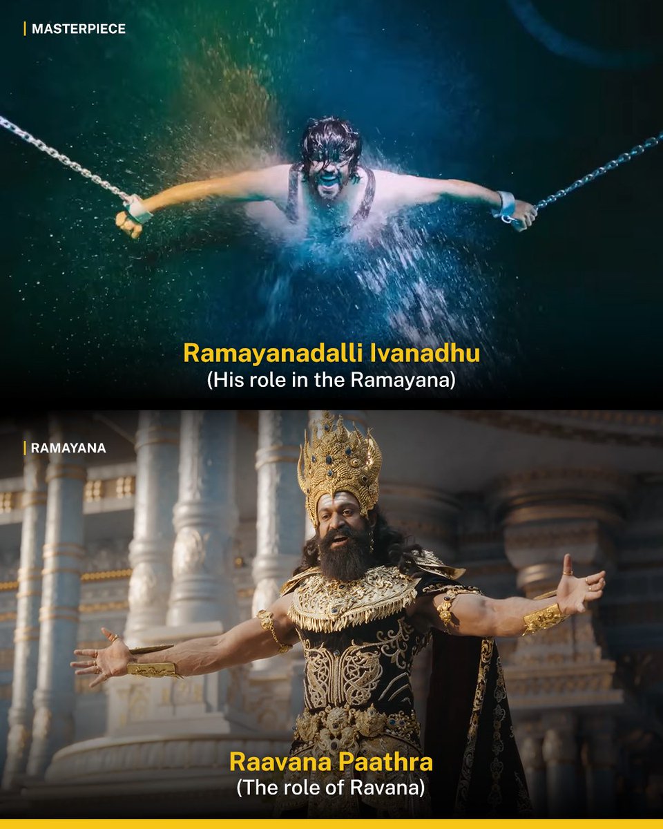IMDb_in's tweet photo. A decade before playing Ravana in Ramayana, a song lyric from Masterpiece imagined @TheNameIsYash as Ravana. 👀🔥

Are you excited to see him in Ramayana? 👇 https://t.co/sthEpEaM3r