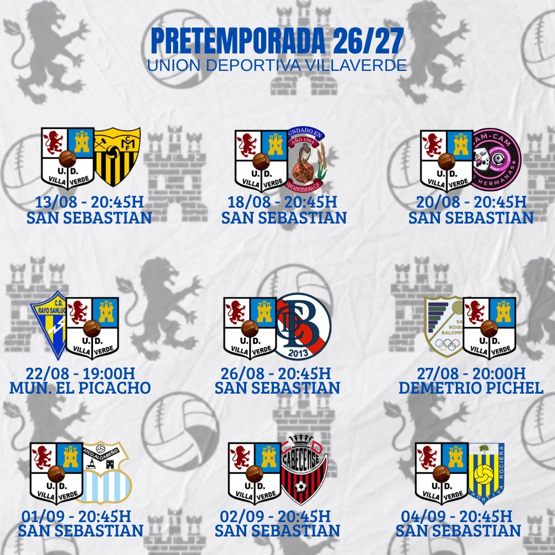 UD_Villaverde_'s tweet photo. 💙 ¡¡PRETEMPORADA CONFIRMADA!!

🙌🏻 Estos serán los partidos de preparación para la temporada 26/27.

#hambredehacerhistoria https://t.co/WKersMGfmL