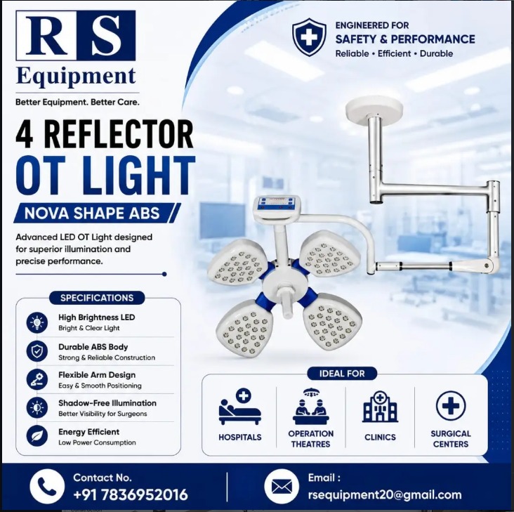 rsequipment_'s tweet photo. 4 REFLECTOR OT LIGHT
For Any Inquiry Contact us ☎ : 
Mobile No. 📷 +91 7836952016
Mail 📷 rsequipment20@gmail.com
#hospitals #doctor #surgeon #rsequipmentnareladelhi #medicalequipmentsupplier https://t.co/4zaAsvsjOJ