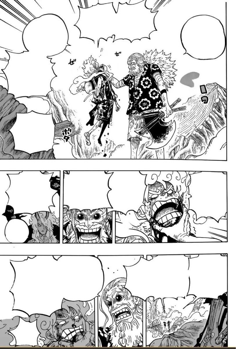 nikaboy___'s tweet photo. #ONEPIECE1190 

Gaban: “Get up, Straw Hat Luffy...”

Luffy: “UWAAAHHHHH!!! OWWOWWOWWWWWWW!!!”

Gaban: “I'm disappointed in you...!! Getting saved by an injured old geezer like me... Don't you feel ashamed...?! "White form" ?! "Yonko" ?!”

Luffy: “Ow-ow-ow-ow-ow-ow-ow-ow!!!”

Gaban: “Don't get full of yourself!!!”

Luffy: “Owwww!!! Old mban!!! Ledd go ovv mbe!!!”

Gaban: “Do you plan to die here!?”

Luffy: “I... I'mb dot godda die!! Ow-ow-ow, led me go...”

Gaban: “No, you were basically dead!! Pathetic!! If you die, what do you think will happen?!”

Luffy: “I won't be able... to protect my friend's country...!!!”

Gaban: “That's right!! What will happen to your crew that you brought all the way here?!”

Luffy: “Their lives... would be at risk...!! Huff...”

Gaban: “That's right... listen, in this sea... the higher you climb, the more enemies you gain! The "Pirate King" is a title given to someone whose death is rejoiced*!! Because everybody wants to sit in that throne!!!”

(This is the reference to the chapter title: "One Whose Death Is Rejoiced")

Luffy: “Agh... Ugh...”

Gaban: “If you think you can become the "Pirate King" peacefully, cheerfully, and merrily, go back to your hometown!!”

Luffy: “Damn it...!!!”

Gaban: “You're not built for this!!”

*Gaban throws Luffy away*

Luffy: “Waahhh!!!”

Gaban: “You'll just get in my way, you shitty brat!!”

Luffy: “Owwwww!! Ugh...!!”

*Luffy fells face down on the ground*

Luffy: “Damn it!! That old geezer!! Saying just whatever he wants!! Just you wait...!!”