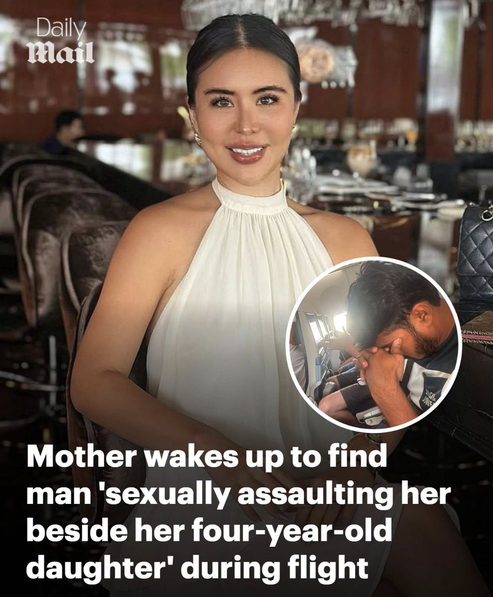TruthFairy131's tweet photo. A woman was returning home from a trip to Milan, Italy, when she caught a connecting flight in Dubai for the onward six-hour journey to Bangkok yesterday.

As she napped with her four-year-old child on her lap, she was horrified when she awoke to a Pakistani passenger next to her  performing a sex act & sexually assaulting her. 

This keeps happening to women on flights now.

There is a reason we don’t want to be around these men.

Our fears are completely valid.