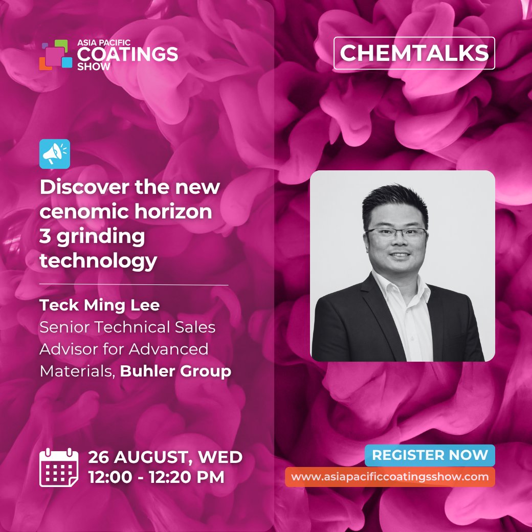 CoatingsGroup's tweet photo. Teck Ming Lee from Bühler Group joins the ChemTalks line-up at the Asia Pacific Coatings Show 2026.
He will be presenting at 12:00 - 12:20 PM on Day 1 (Wed, 26 Aug).

𝗥𝗲𝗴𝗶𝘀𝘁𝗲𝗿 𝗳𝗼𝗿 𝗳𝗿𝗲𝗲: https://t.co/S8BMKgp9u9

📅 26-28 August | Jakarta International Expo
#APCS https://t.co/pgYLYPyj4F