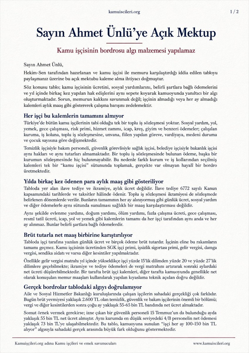 _kamuiscileri_'s tweet photo. Sn Ahmet Ünlü'ye Kamu İşçilerinden  Açık Mektup!

https://t.co/u7XsfWlBCh

@ahmetunluysafak https://t.co/WKeKGDyC7R
