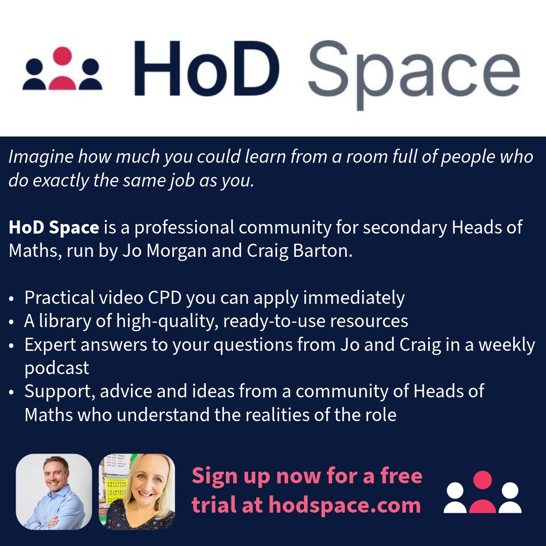 mathsjem's tweet photo. I’m incredibly excited to launch HoD Space with @mrbartonmaths - this is going to be a game changer in secondary school maths departments.

Sign up for a free trial today: https://t.co/HaD0ZW2ThG

My blog post explains all: https://t.co/ilzoXUfqqM

#mathschat #teammaths https://t.co/o7s7jPodlJ