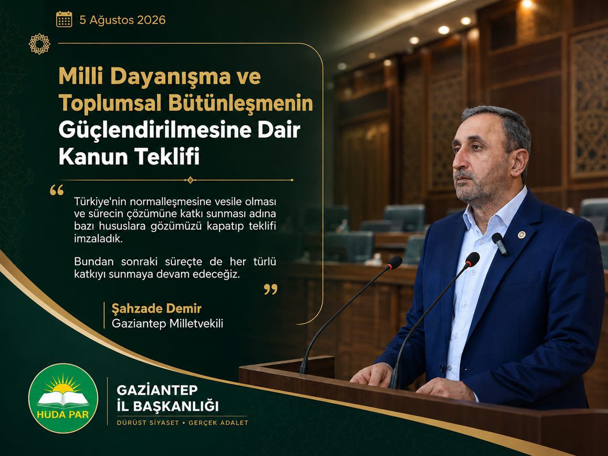 antephudapar's tweet photo. Şahzade Demir | Gaziantep Milletvekilimiz

"Milli Dayanışma ve Toplumsal Bütünleşmenin Güçlendirilmesine Dair Kanun Teklifi"

"Türkiye'nin normalleşmesine vesile olması ve sürecin çözümüne katkı sunması adına bazı hususlara gözümüzü kapatıp teklifi imzaladık. 

Bundan sonraki süreçte de her türlü katkıyı sunmaya devam edeceğiz.”
#Gaziantep #HÜDAPAR