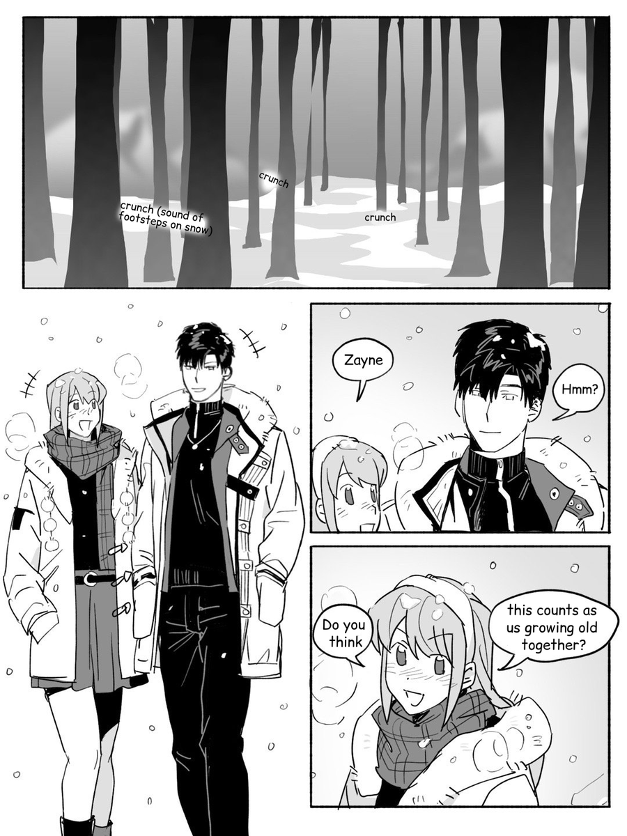 PhuongloveZayne's tweet photo. ❄ Daily Life of ZayneJasmine ❄ Part 31 ❄
The most romantic is growing old together❤️
As the snow falls onto our hair... I think of us years from now, our hair silver with age, still by each other's side.
(Page 1-2/4)

Credit: Weibo 伊伊伊伊伊利
Translation by me.
#Zayne #黎深 https://t.co/ll7pBvVxOa