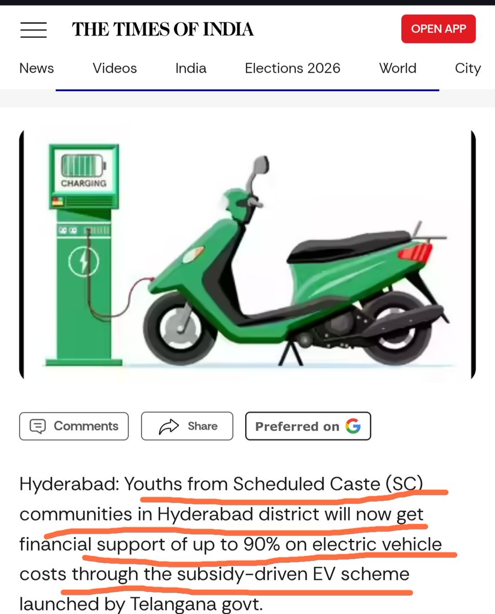 GJP_4_India's tweet photo. Hello Generals,

In telagana, our brother from SC community will get 90% subsidy on EV.

But why not Generals? 

Why current system making policy based on caste ?

It should stop, and it will happen when we will have leader who don't put caste while building policy.

Join GJP, Join the movement 
https://t.co/BTvfVucgT3