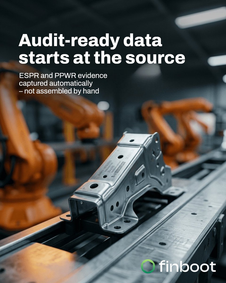 FinbootTech's tweet photo. Audits move faster when #ESPR and #PPWR datapoints are captured automatically, not by hand. Manual collation slows reviews and adds gaps. Trusted data makes compliance easier.

https://t.co/Cxrafnr3Cv https://t.co/wg4H1kt09M