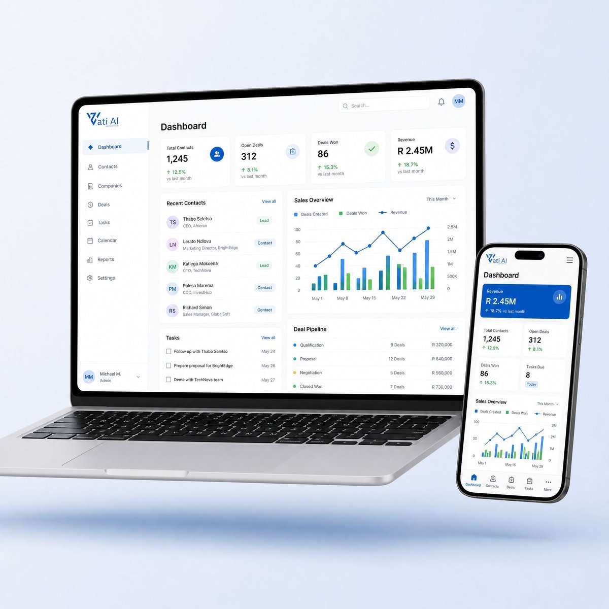 VatiTech's tweet photo. Your CRM shouldn't be the thing you fight with every morning.

We build dashboards shaped around your actual workflow.

👉 https://t.co/pQ0s8o61SL

#CRM https://t.co/zFO1x6b5Am