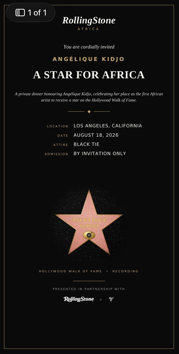 ncac_nigeria's tweet photo. History has been made, and Africa is celebrating.✨

” we are delighted to celebrate the legendary Angelique kidjo as the first African to receive a star on the Hollywood walk of fame" @obiasika

The National Council for Arts and Culture (NCAC) proudly congratulates Angélique Kidjo on becoming the first African to receive a star on the Hollywood Walk of Fame—a landmark achievement that honours not only an extraordinary artist, but also the enduring power of African culture.

For over four decades, Angélique Kidjo has carried the heartbeat of Africa to the world through her music, blending tradition with innovation and inspiring audiences across generations. A five-time Grammy Award winner, acclaimed singer, songwriter, performer and humanitarian, she has collaborated with some of the biggest names in global music while remaining deeply rooted in her African identity.

Beyond the stage, her impact is just as profound. As a UNICEF Goodwill Ambassador and founder of the Batonga Foundation, she has dedicated her voice to championing children's rights, girls' education and the empowerment of young women across Africa.

Her journey is a powerful reminder that African talent, creativity and culture know no boundaries.

Congratulations, Angélique Kidjo. Thank you for representing our continent with excellence, grace and pride. Your legacy continues to inspire a new generation of African creatives, and NCAC is proud to celebrate you as one of Africa's greatest cultural ambassadors.

#NCAC #AngeliqueKidjo #HollywoodWalkOfFame #AfricanExcellence #AfricanCulture CreativeAfrica AfricaToTheWorld CulturalAmbassador