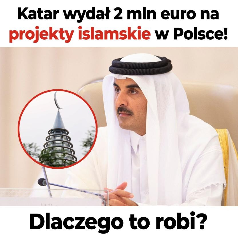 PUsiadek's tweet photo. Katar wydał 2 mln euro na projekty islamskie w Polsce❗ Dlaczego to robi?

Skąd to wiemy? Z wycieku dokumentów Qatar Charity, największej organizacji charytatywnej emiratu. Ujawnili je francuscy dziennikarze Christian Chesnot i Georges Malbrunot w książce "Qatar Papers". Potwierdziło to opracowanie ICSR z 2020 roku.

Katar sfinansował co najmniej sześć projektów islamskich w Polsce. Łącznie około 2 000 000 euro. Wśród nich warszawski meczet prowadzony przez Ligę Muzułmańską w RP.

Zapytajmy o rzecz podstawową. Po co?

W Polsce mieszka jeszcze niewielu muzułmanów. Doha nie inwestuje w dzisiejszą Polskę. Inwestuje w Polskę za dwadzieścia lat. W 2024 roku kraj wydał 94 103 zezwolenia na pracę obywatelom sześciu krajów o muzułmańskiej większości. Liczba imigrantów z krajów islamskich rośnie lawinowo. Stąd ostatnio słyszymy o nowych meczetach i miejscach modlitwy w Krakowie czy Katowicach.

Długim ramieniem Katarczyków jest Liga Muzułmańska

Trzeba ją odróżnić od Muzułmańskiego Związku Religijnego, który reprezentuje polskich Tatarów. Tatarzy żyją tu od XIV wieku, są folklorem polskiego narodu. 

Liga Muzułmańska to co innego. Założyli ją arabscy imigranci. Należała do Federacji Islamskich Organizacji w Europie, czyli FIOE. Wiele europejskich rządów uznaje FIOE za europejską strukturę Bractwa Muzułmańskiego.

"Rzeczpospolita" podała w 2009 roku, że ówczesny prezes Ligi Samir Ismail zasiadał w trzyosobowej komisji FIOE. W tej samej komisji był Walid Abu Shewarib, którego "Der Spiegel" opisywał jako szefa Hamasu w Niemczech. Prokuratura w Monachium prowadziła wobec niego postępowanie o wspieranie organizacji z unijnej listy terrorystycznej.
Jest jeszcze jedna rzecz. MSWiA przyznało, że nie gromadzi danych o źródłach finansowania Centrum Kultury Islamu w Warszawie. Polskie państwo nie wie, kto płaci za budowę na jego terytorium. Takich przepływów i inwestycji może być więcej. 

Katar finansuje meczety w krajach katolickich. W samym Katarze chrześcijanie nie mogą budować nowych świątyń.

Polska nie powinna pozwalać na rozbudowę infrastruktury religijnej muzułmanów. Nie powinniśmy pozwalać na to, aby islam szerzył się i radykalizował w naszym kraju!⁩