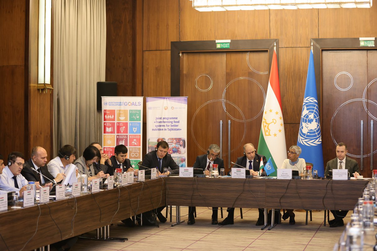 UNinTajikistan's tweet photo. #UNRC Parvathy Ramaswami stated that Tajikistan has the political commitment, institutional frameworks, partnership ecosystem and digital tools to achieve #ZeroHunger. 
#FAO #UNICEF #WFP #WHO #JointSDGFund https://t.co/NeXFCbvXWL