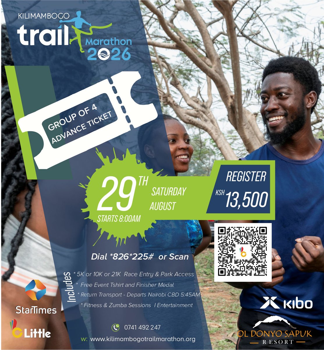 MbogoMarathon's tweet photo. Don't just get into the challenge alone, tag your crew and hit the trails! Adventure is better together.

Group of 4 Advance Ticket is just KSh 13,500 and you experience Kenya's most exciting trail course together.

Limited slots available!

#KTM2026 #KilimambogoTrailMarathon https://t.co/rmdkoaKxaK