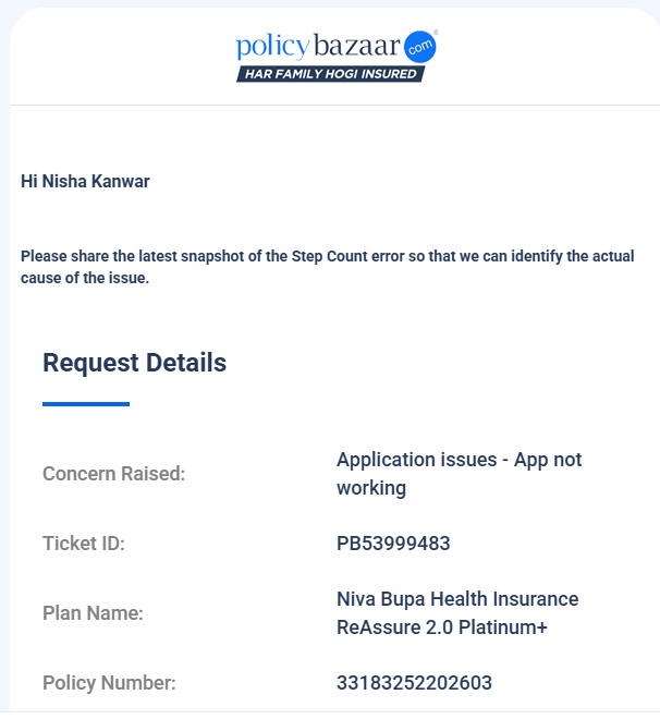 vnirwan's tweet photo. @policybazaar @policybazaar Before you say we can't find it. Here's the latest email from you guys along with the ticket#PB53999483 https://t.co/yow9eyIrjB