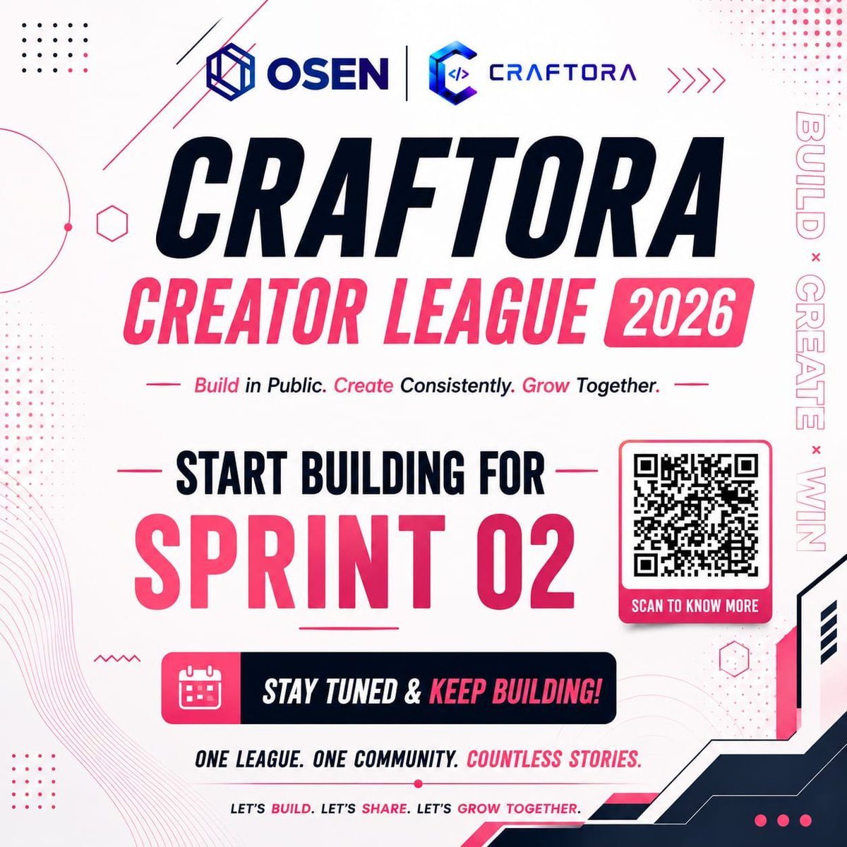 craftorahq's tweet photo. ๐ Sprint 2 is LIVE!
Craftora Creator League 2026 moves into its next phase โ Build in Public, Sprint 02 has officially started.
๐
Judging begins Aug 17
๐ฅ Keep building, keep sharing
One League. One Community. Countless Stories.
#Craftora #OSEN #BuildInPublic https://t.co/PrTB8LkORo