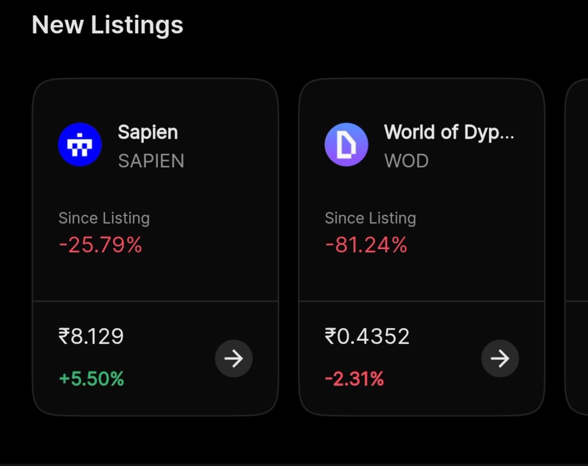 SaifAli2273's tweet photo. "Hi @CoinDCX,and @CoinDCX_Cares please bring back new listing announcements directly on the home screen. Also, kindly list new tokens in INR pairs under Spot mode so we can set limit orders instead of only having instant buy/sell options."
@smtgpt @CoinDCXAssets https://t.co/lIkY5PsxeG