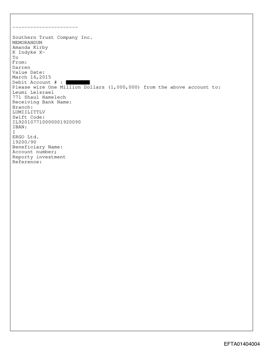epsteinsearchin's tweet photo. Jeffrey Epstein's company wired $1,000,000 to an Israeli startup, Reporty Homeland Security.

Southern Trust memo, March 16, 2015. Reference line: "Reporty investment."

Reporty was renamed Carbyne. Its software handles 911 calls for hundreds of US agencies. https://t.co/RmFBlqoZHb