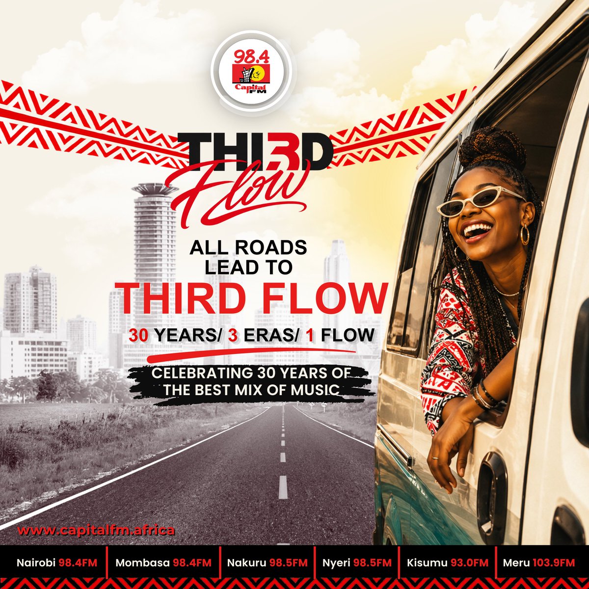 CapitalFMKenya's tweet photo. This September, Capital FM turns 30. We’re taking you through the three eras that shaped Capital FM, the music, the voices and the moments and into what’s next. Welcome to ThirdFlow.
What’s your first Capital FM memory? #THIRDFLOW https://t.co/sAcv0MbNV1