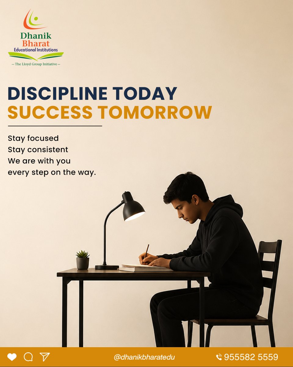 dhanikbharatedu's tweet photo. Discipline beats motivation.
Study when it's hard.
Revise when you're tired.
Keep going when others stop.
That's how future doctors are made.
#dhanikbharat #discipline #neet #futuredoctor #studymotivation https://t.co/P8yFYu6fWY