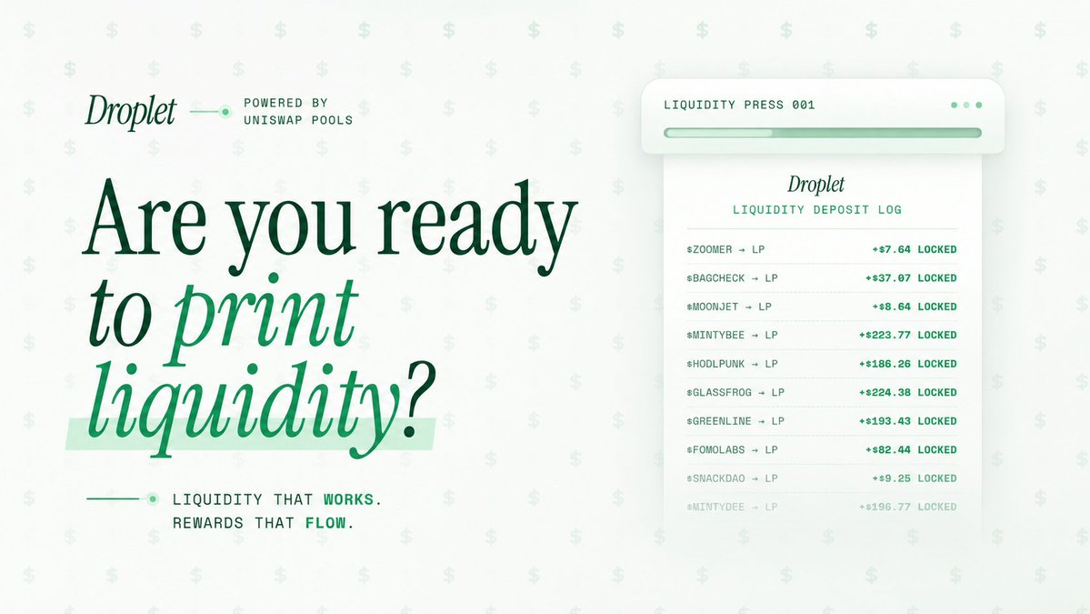 TryDropletApp's tweet photo. Liquidity isn't meant to disappear.
It's meant to grow.

Are you ready? https://t.co/QMz11dmUbZ