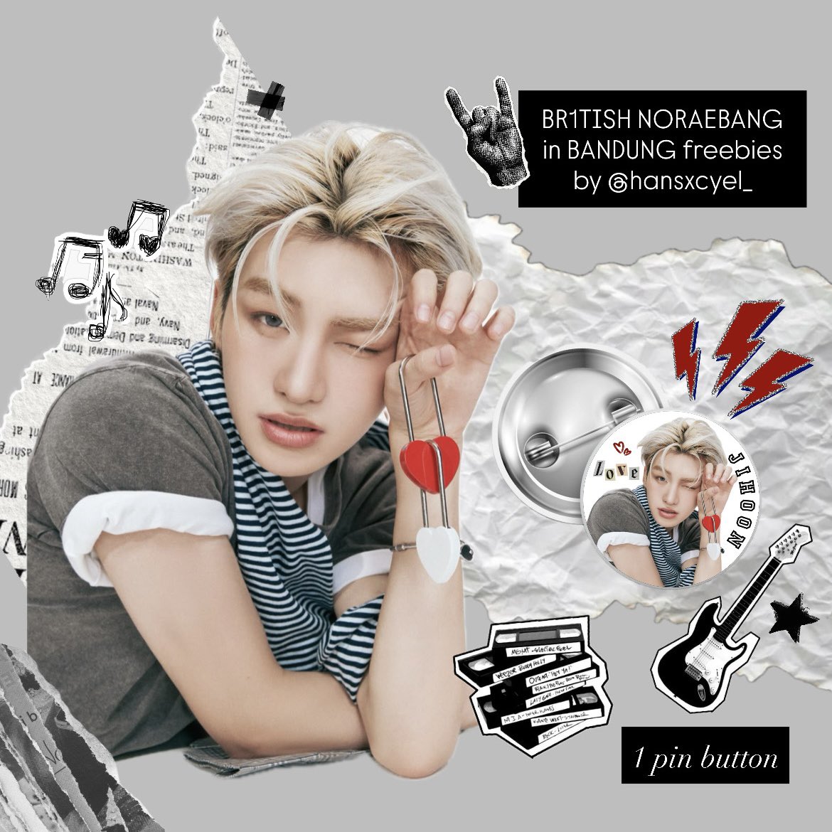hansxcyel_'s tweet photo. BR1TISH NORAEBANG vol. 3 in BANDUNG FREEBIES by hansxcyel_ 

ayuk lah gais di bantu abisin freebies aing, 1 pin button oppa JIHOON uhuyy 🤟🏻😎 https://t.co/WdAjf2Bb4g