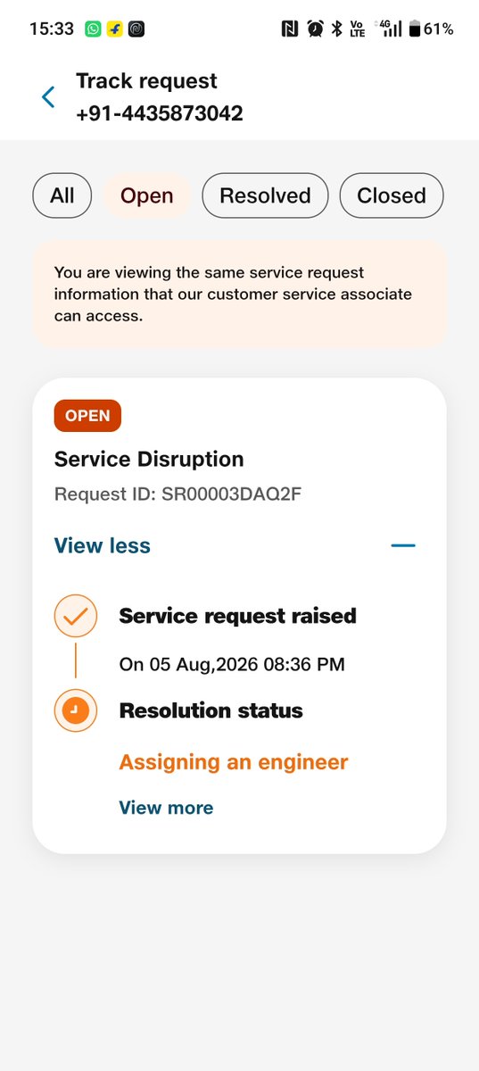 csivakum's tweet photo. @JioCare Hi Nelson and Team, it's been 2 hours and still no technician is assigned, i also didn't get any SMS. I need urgent assistance,. atleast a name and number to speak with a technician https://t.co/jFZNI4zW7n