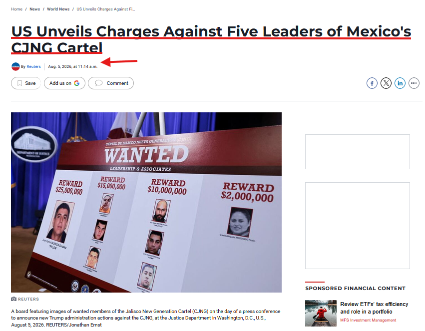 TheDebriefing17's tweet photo. 🤔Ten Actions. Eight Agencies. Six Legal Instruments. One Cartel. Eighteen Months.

Yesterday the Acting Attorney General held a press conference at the Justice Department. Seven federal agencies stood behind him. They announced five new indictments against senior leaders of the Jalisco New Generation Cartel CJNG Mexico's most powerful criminal organization.

That press conference was not a single event. It was the latest entry in a sequence that has been running for eighteen months and has used every tool the U.S. government has.

Here is the sequence. Read it as one document.

February 2025. President Trump designates CJNG as a Foreign Terrorist Organization and a Specially Designated Global Terrorist. This is not a label. It is a legal reclassification. Every dollar that touches CJNG after this date is now, by law, terrorist financing. Every person who provides material support a banker, a lawyer, a wire operator, a timeshare call center employee can be charged with supporting terrorism.

August 2025. DOJ unseals an indictment in Brooklyn charging a senior CJNG member and his half-sister for running a timeshare fraud scheme out of call centers in Mexico, targeting elderly Americans who owned vacation properties. The IRS participated. Since approximately 2012, the network had been receiving and laundering victim funds. OFAC had already sanctioned over 70 individuals and entities tied to the scheme.

February 2026. Mexican armed forces attempt to capture CJNG founder Nemesio Oseguera Cervantes "El Mencho." He is killed during the operation.

April 2026. Mexican authorities arrest Audias Flores Silva "El Jardinero" one of El Mencho's most trusted operational commanders, who controlled territories across five Mexican states.

July 23, 2026. OFAC designates more than 50 individuals and entities tied to CJNG the largest single sanctions action ever taken against the cartel. For the first time, the U.S. government publishes CJNG's organizational chart. They formally name Juan Carlos Valencia González "El Pelón," a dual U.S.-Mexican citizen born in California as the new leader. They name his two deputies. They name the layer below that. They freeze everything: the tequila companies, the gas stations, the real estate firms, a children's shoe store. Mexico's Financial Intelligence Unit moves the same day.

July 28, 2026. An OFAC-sanctioned member of Los Cuinis CJNG's financial arm pleads guilty to Kingpin Act violations. The indictment reveals tuition payments to a private school in Florida were being used as a money conduit for designated-person funds.

July 31, 2026. Antonio Oseguera Cervantes El Mencho's 67-year-old brother pleads guilty to transnational drug trafficking and money laundering charges. The founding family's financial operator is now in U.S. custody.

August 5, 2026. DOJ unseals five new indictments against senior CJNG leaders:

Julio Alberto Castillo Rodríguez El Mencho's son-in-law. Drug trafficking and firearms.

Hugo Gonzalo Mendoza Gaytán El Mencho's godson. Drug trafficking, weapons procurement, training of assassins.

Ricardo Ruiz Velasco fentanyl and heroin trafficking to the United States.

Julio César Montero Pinzón architect of the timeshare fraud network. Charged with wire fraud, money laundering, and because the fraud continued after the FTO designation conspiracy to provide material support to a foreign terrorist organization.

Carlos Andrés Rivera Varela chief of hitmen.

The same day, the State Department posts $102 million in rewards for eight CJNG leaders. El Pelón's bounty goes from $5 million to $25 million. The DEA administrator says on camera: "In our world, El Pelón is the No. 1 priority of DEA." Sixty-five associates receive visa sanctions.

What the sequence shows.

This was not one action. It was ten, across eighteen months, using six different legal instruments — executive designation, criminal indictment, kinetic military operation, sanctions, diplomatic visa restrictions, and financial rewards deployed by eight agencies across two countries.

The founder is dead. His brother has pleaded guilty. His son-in-law, his godson, and three of his senior commanders are indicted. His successor has been named, charted, sanctioned, indicted, bounty-raised, and designated the DEA's number one target all before he could consolidate control.

The financial layer was hit separately: the timeshare fraud network that stole $400 million from elderly Americans, the tequila companies, the gas stations, the real estate fronts, the private school in Florida. Each one was a place where cartel money entered the legitimate economy. Each one got its own enforcement action.

What the DEA said out loud.

At the press conference, the DEA administrator acknowledged that CJNG quickly regrouped after El Mencho's death and continues to pose a threat. That statement is worth reading carefully. The agency running the operation is telling you, on the record, that killing the founder did not break the organization.

That's the difference between this and every prior cartel crackdown. The government is not pretending that one arrest or one killing ends the problem. They are running a sequence designation, then sanctions, then indictments, then financial freezes, then more indictments that assumes the organization survives each individual action and requires the next one.

The DEA has now generated more than 100 federal indictments against CJNG. Two hundred and fifty individuals and entities have been designated. And the administrator stood at a podium and said: this is just the beginning.

One detail that got buried.

The timeshare fraud indictment includes a charge of conspiracy to provide material support to a foreign terrorist organization. Not drug trafficking. Not money laundering. Terrorism.

That charge exists because the fraud continued after the February 2025 FTO designation. The designation converted an ongoing financial crime into a terrorism offense by operation of law, not by any new criminal act. The call center employees who were scamming retirees out of their vacation properties were, after that date, financing a designated terrorist organization.

That is what an FTO designation does in practice. It doesn't just freeze bank accounts. It changes the legal category of everything the organization touches.

The bottom line.

If you have a timeshare in Mexico and someone calls offering to sell it for you, that call may be originating from a cartel-controlled call center. Six thousand Americans have already lost money. The average loss ran into the tens of thousands of dollars.

If you are a financial institution processing wire transfers from Mexico, you are looking at a landscape where the largest cartel in the country is a designated terrorist organization, and any transaction that touches it knowingly or not carries terrorism penalties.

And if you are watching the enforcement pattern: this is what it looks like when the government decides to dismantle an organization from every direction at once rather than hoping that one arrest at the top solves the problem.

Ten actions. Eight agencies. Six instruments. One target.

Timelines. Patterns. The general's words, not mine. All I did was read the receipts.

I am the guy on the couch, and you have been debriefed.