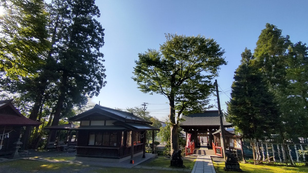 awashimas's tweet photo. 今日は朝から近くの神社まで散歩、雲一つ無い青空の暑い一日でした。 https://t.co/le0FBeXj2A