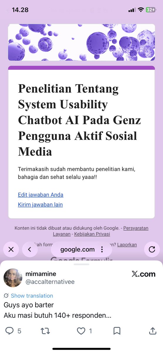 eijninee's tweet photo. @accalternativee barter ya kak aku udh isi kuisioner kakaknya, ini link aku 
🔗 https://t.co/hTb13K7XzX https://t.co/beyyvOEISM