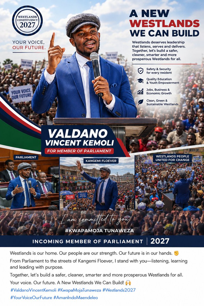 bishopchanzu's tweet photo. 🔥 WESTLANDS, OUR TIME IS NOW! 🔥

The future of Westlands is in our hands! Linda Mwananchi Movement proudly stands with Hon. Vincent Kemoli Valdano for Member of Parliament – Westlands Constituency.
#LindaMwananchi
#ValdanoForMP
#WestlandsRising https://t.co/SfjvGQA69E