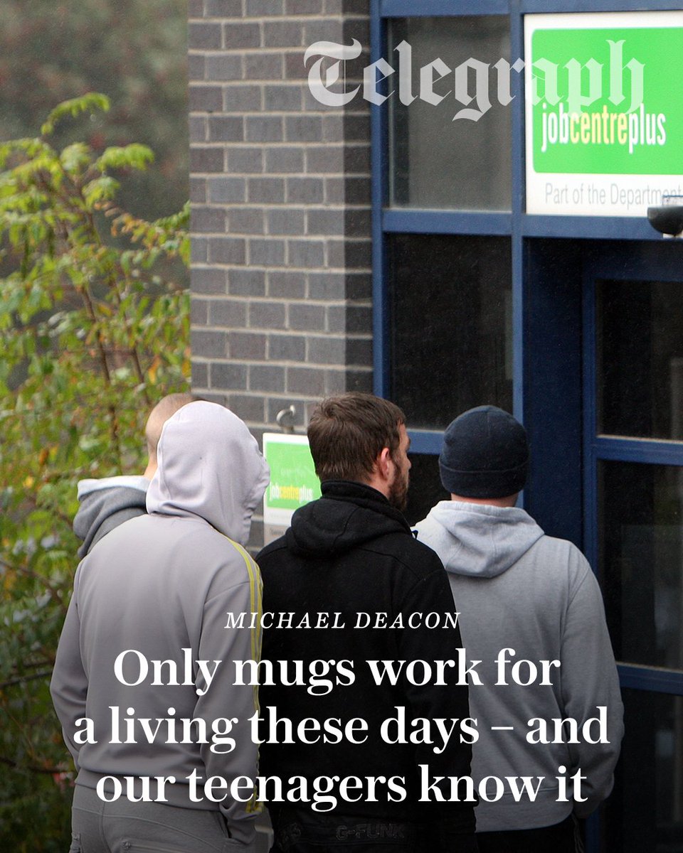 Telegraph's tweet photo. 'Teenagers who claim benefits for “anxiety” receive £100 a week more than those with a part-time job on the minimum wage.'
Michael Deacon argues Britain's welfare system is creating the wrong incentives for young people 👇
https://t.co/anTqwx4bBB https://t.co/wCCm2v8UOJ