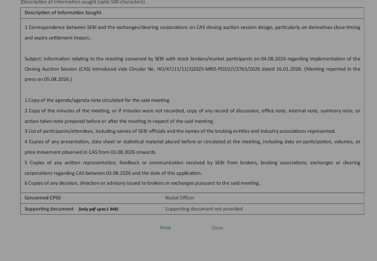 RaviSYadab's tweet photo. Filed an RTI with @SEBI seeking details of the inputs submitted by the exchanges and what brokers said during yesterday's meeting. SEBI remains one of the most opaque organizations in the country. https://t.co/BsGBm6yFXG