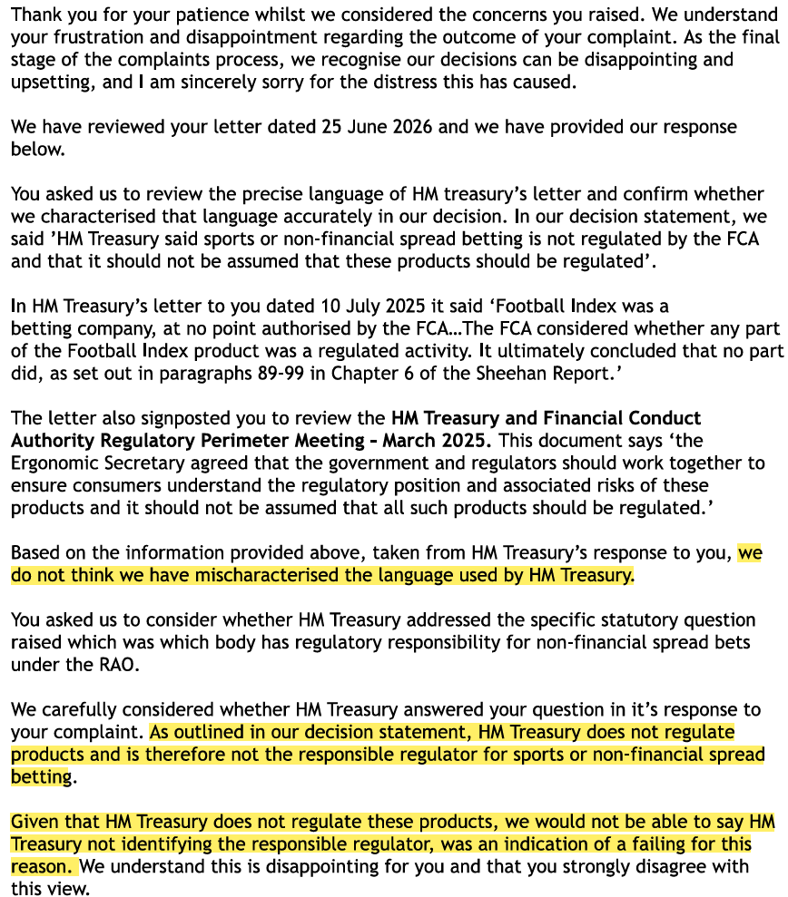 Zidave1's tweet photo. As my #footballindex followers are aware I have received plenty of disappointing correspondence with poor quality content confirming a total lack of understanding of their procedures and rules. However this response from the Parliamentary Ombudsman is probably the worst yet. https://t.co/pnj6OLR8YU