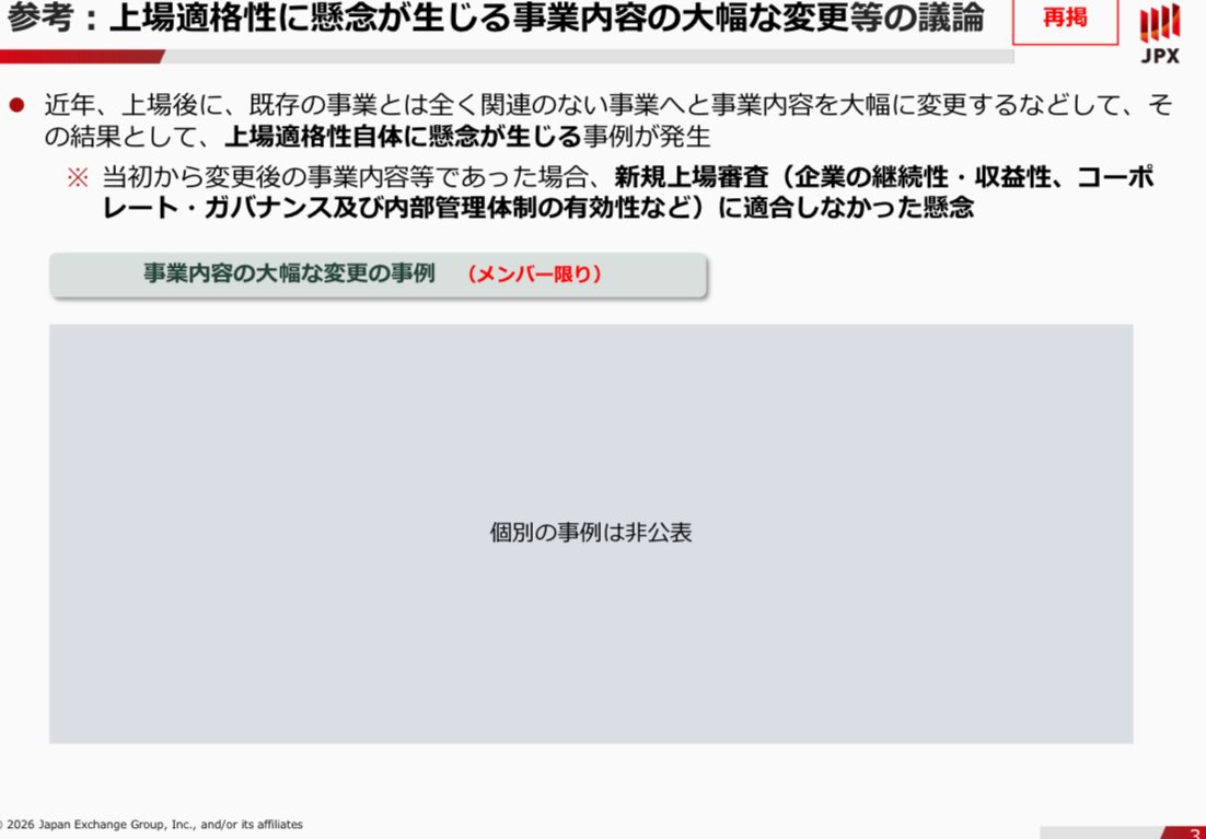 nomurasyo's tweet photo. 東証おこ
"近年、上場後に、既存の事業とは全く関連のない事業へと事業内容を大幅に変更するなどして" https://t.co/Fx5knnzMQ1